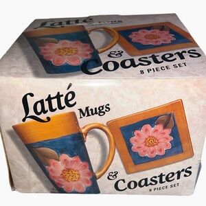 Certified International Corp. 8 piece Latte Mugs & Coaster Set